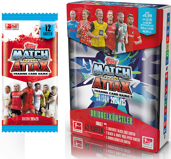 Topps® Match Attax Fußball-Bundesliga 2024/25 Sammelkarten und Mini Tin Box (© Topps Europe Limited)